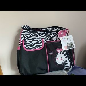 NWT Pink and Black Zebra Diaper Bag
